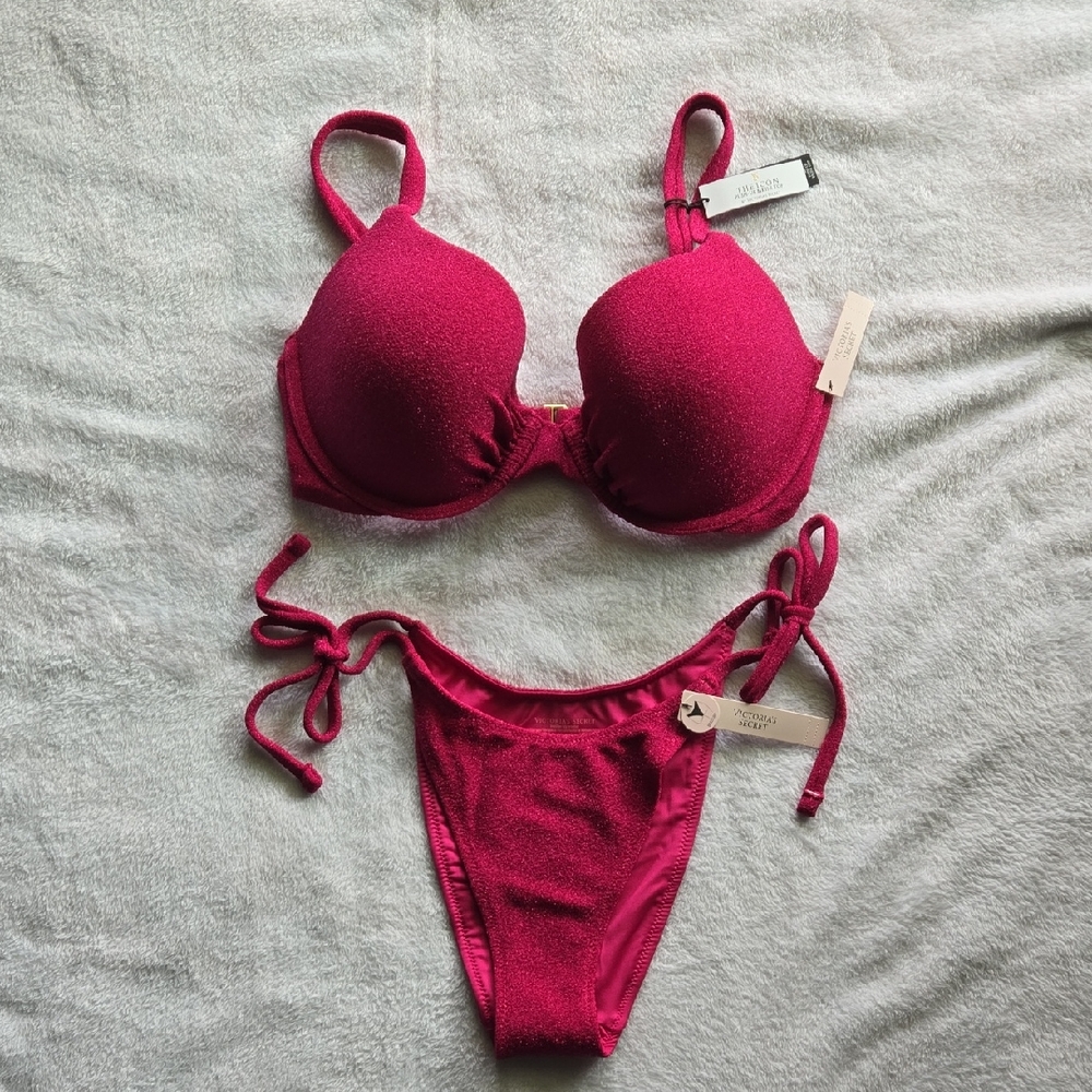 NWT Victoria's Secret Sparkling Pink Bikini Set